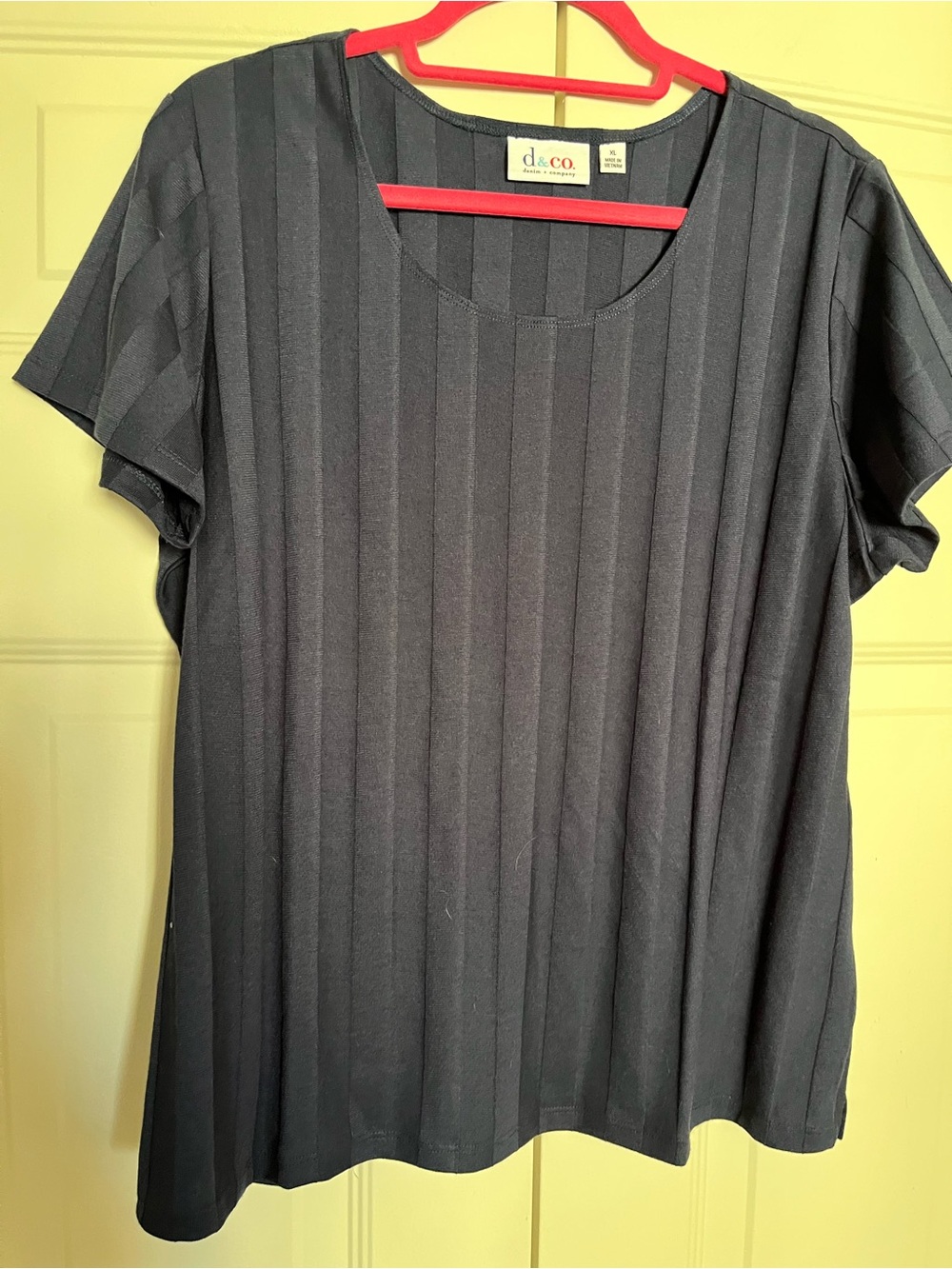 Denim & Co XL New Short Sleeve Navy Everyday Top